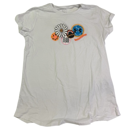 Under Armour White Short Sleeve Tee w/ Flower Soccer SZ L - Picture 1 of 2
